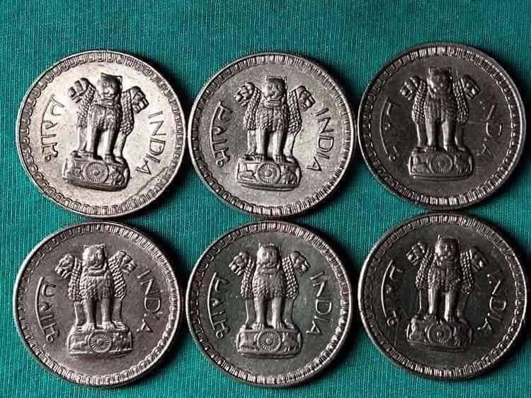 1 Rupees Big Dabbu Coin Most Demanding Year 1962 Calcutta Mint Top Condition qty 6 PCs - Collection Bazzar