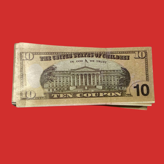 10 Dollar Coupon Children Bank 50Notes Packet Children Play - Collection Bazzar