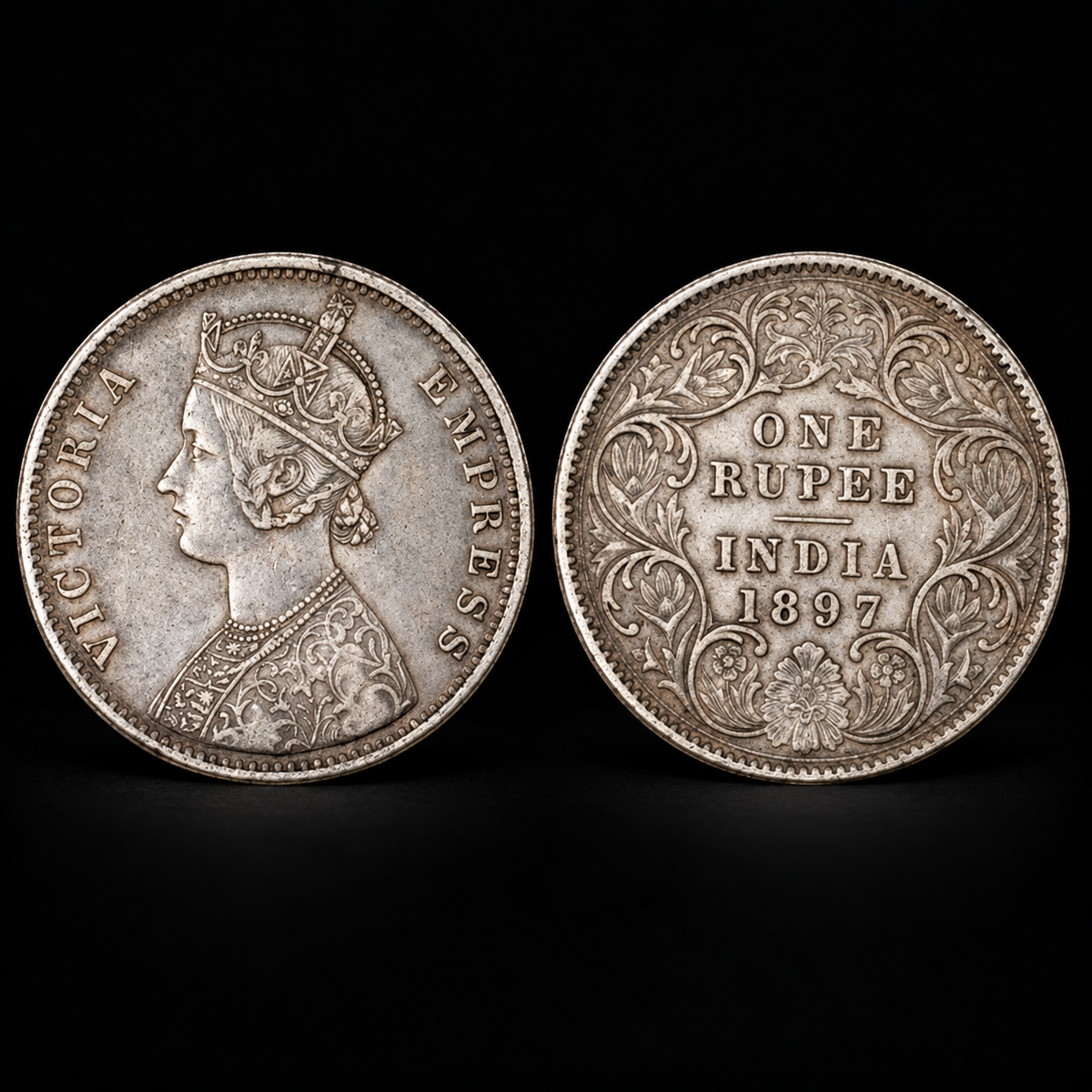 1897 One Rupee Silver British India Rare Coin extremely uniq - Collection Bazzar