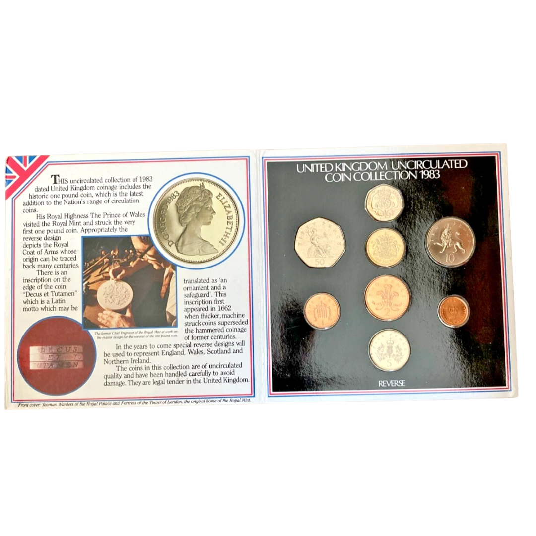 1983 United Kingdom 8 Coin Uncirculated Proof Set Royal Mint front view