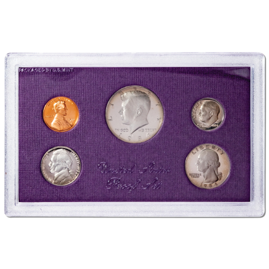 1984 United States Proof Coin Set | 5 Coins – 1 Cent, 5 Cent, 10 Cent, Quarter, Half Dollar - Collection Bazzar