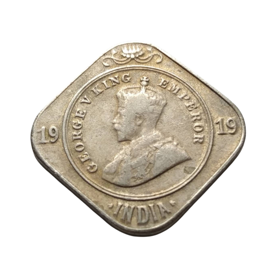 2 Anna Coin 1919 George V King Emperor | Rare Collectible - Collection Bazzar
