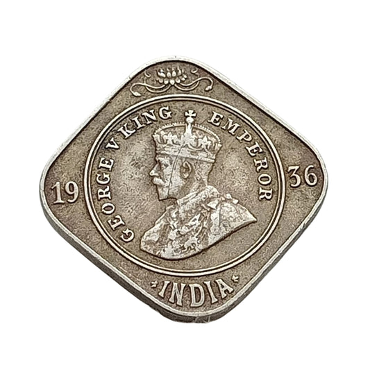 2 Anna Coin 1936 George V King Emperor | Rare Collectible - Collection Bazzar