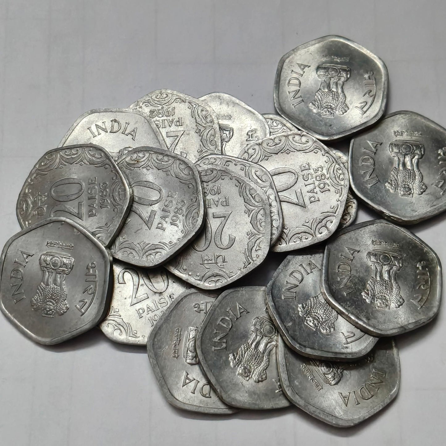 20 Paisa Alluminium Magnisium Mix Mint Mix Year BUNC With Original Luster 100 qty - Collection Bazzar