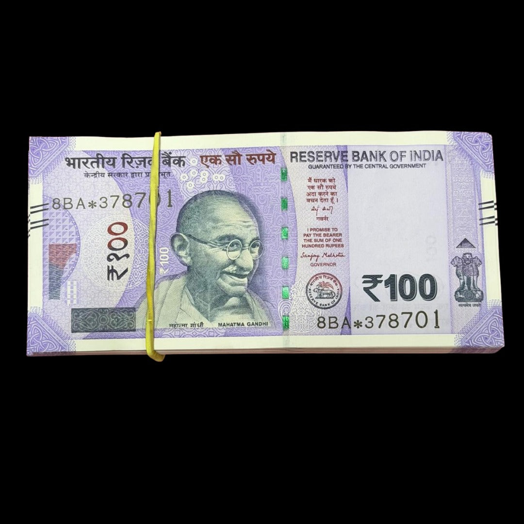 Rs 100 star serial Packet 378701 with Ending 786 Governor Sanjay malhotra