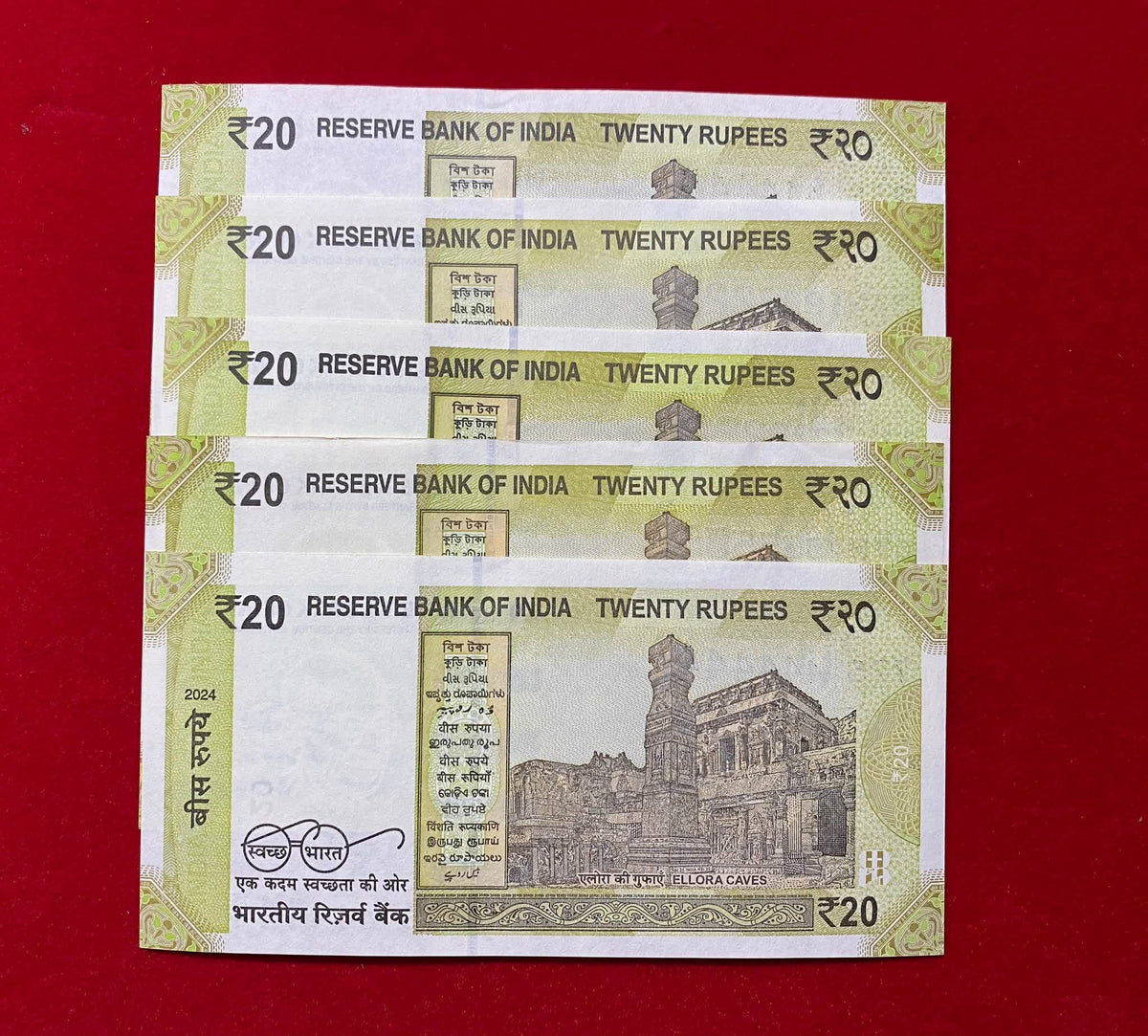 Rs 20 note solid fency number 5pis Gem unc condition rare collectable item