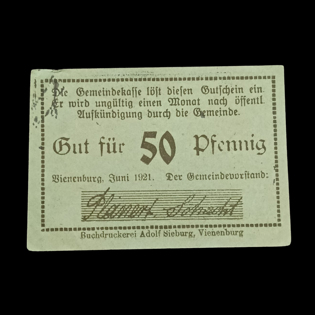 50 Pfennigs Local banknotes Weimar Republic Municipality of Vienenburg - Collection Bazzar