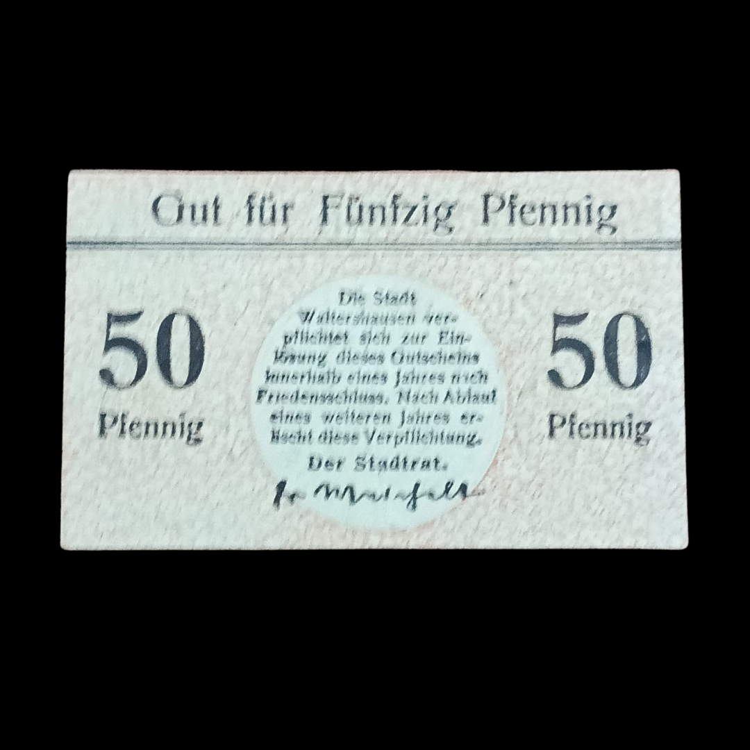 50 Pfenning Local Banknotes Waltershausen Thüringen zirkuliert - Collection Bazzar