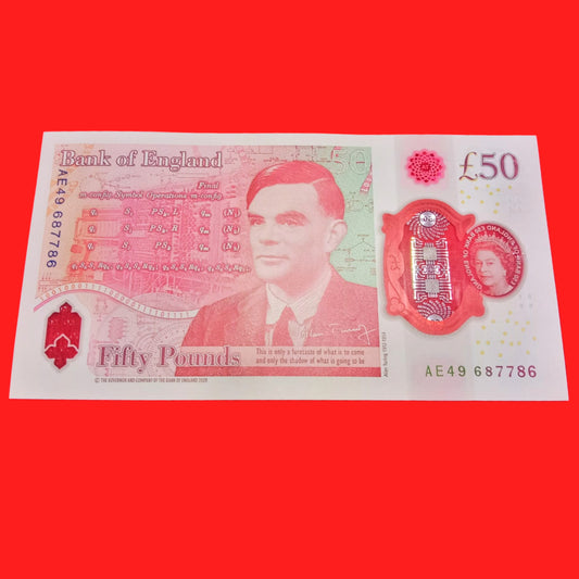 50 Pound Bank of England Currency Beautiful polymer note with holy 687786 no rare - Collection Bazzar