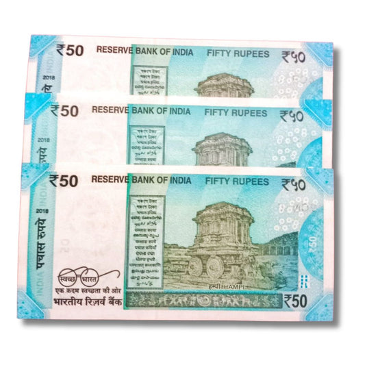 ₹50 Fancy Note Set of 3 – 000687 | 687000 | Reverse 786000 | UNC