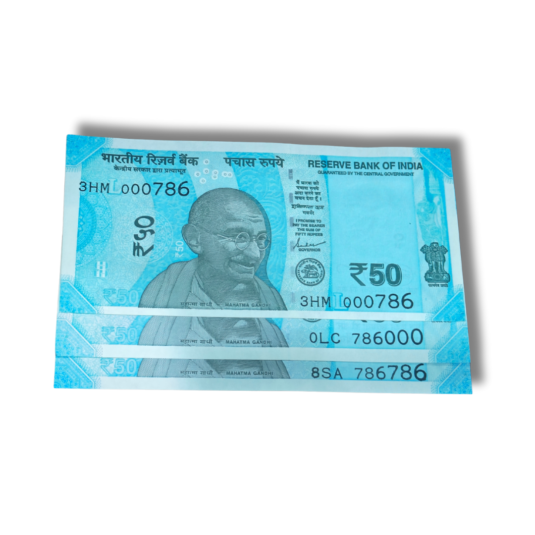 ₹50 Rare Serial Note Set – 000786, 78600, 786786 | Triple 786 Holy Number Combo