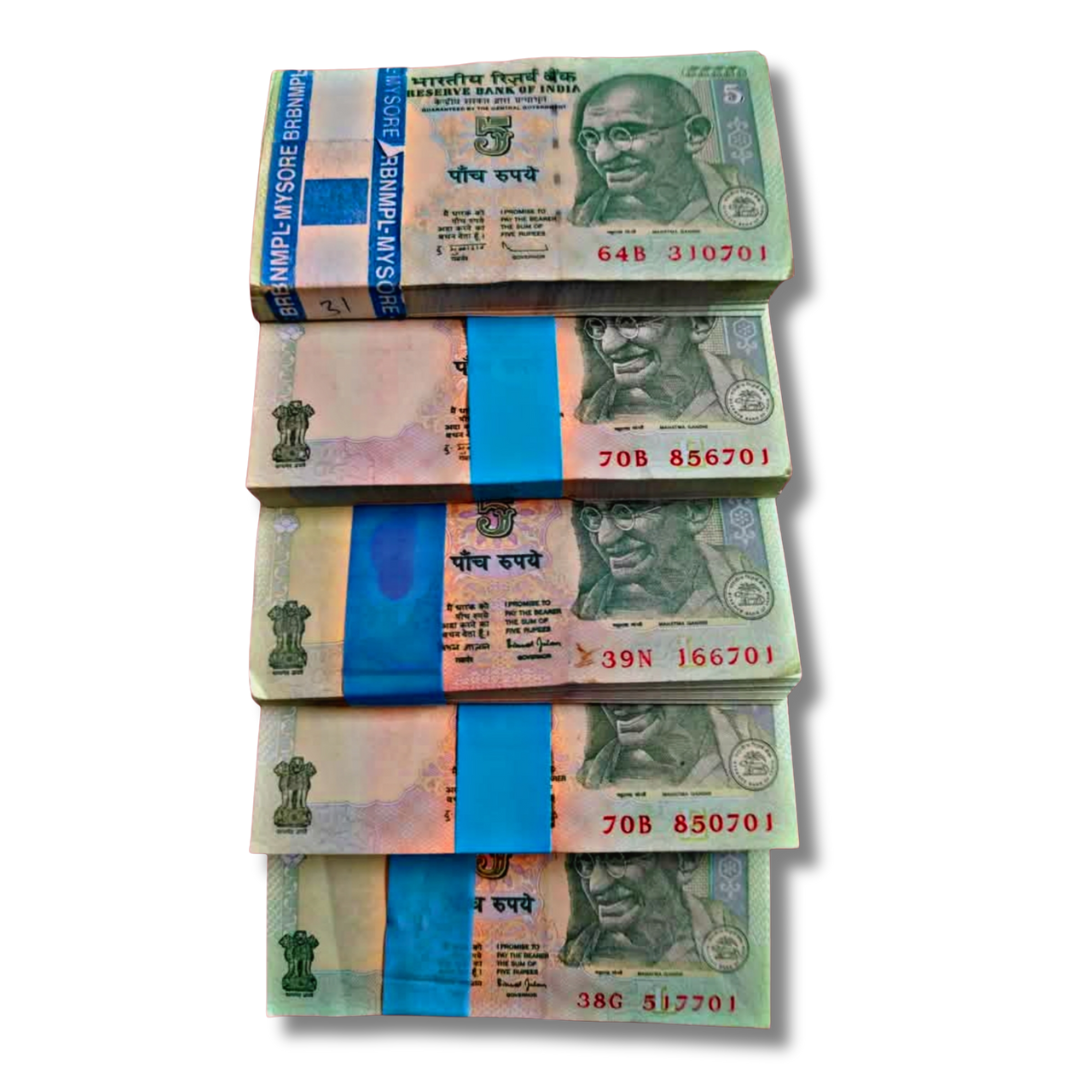 ₹5 Note Bundles with Ending 786 Note Included – Rare Fancy Number