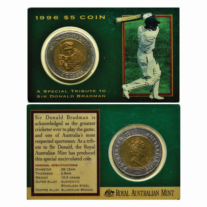 5 Dollar 1996 Sir Donald Bradman Coin | Royal Australian Mint | Tribute to The Greatest Cricketer