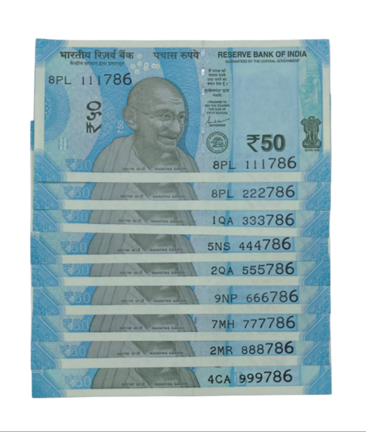 Rs 50 Note new 111786-99786 set unc condition