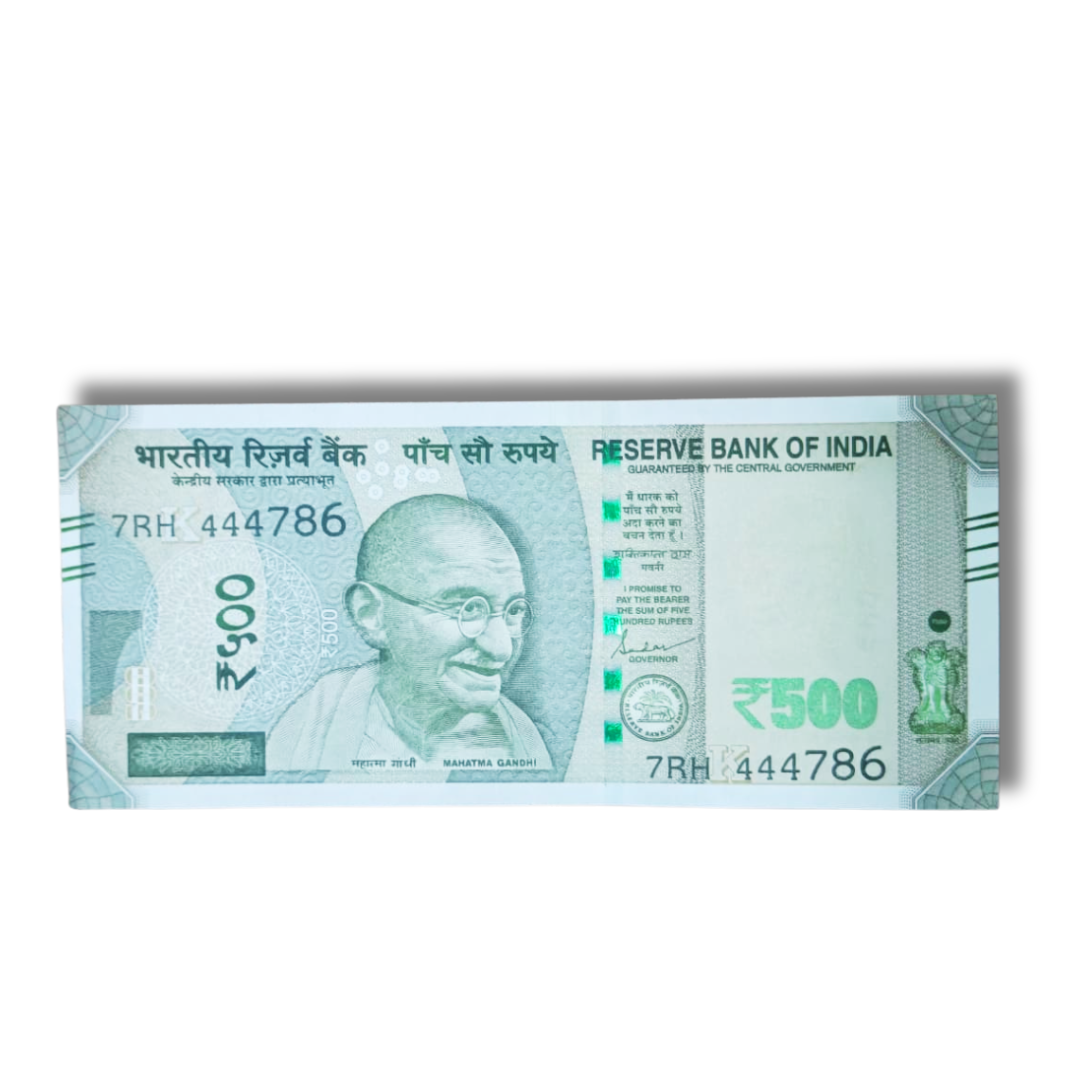Rs. 500 Currency Note – Ending 786 Number 444786 | Bismillah Holy Number