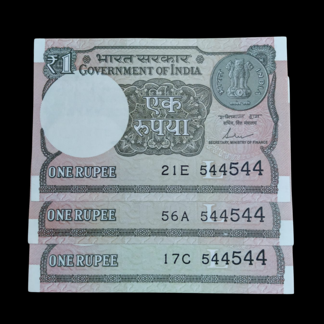 Rs 1 Set of 3 Notes Doubling Number 544544 Hard To Collect