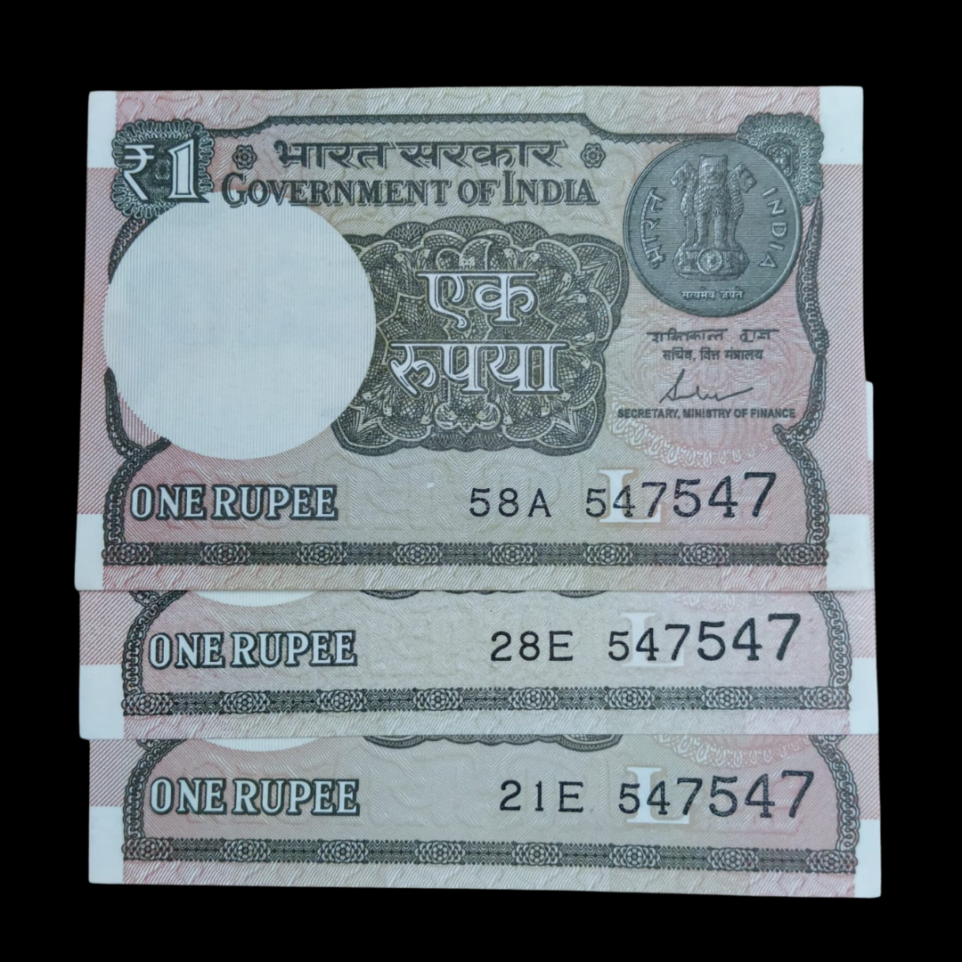 Rs 1 Set of 3 Notes Doubling Number 547547 Hard To Collect