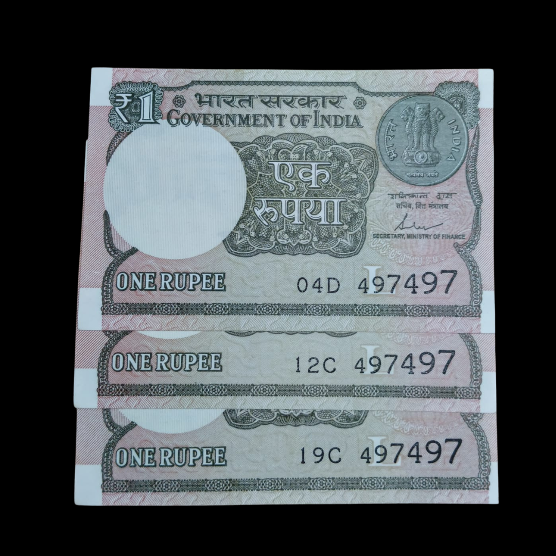 Rs 1 Set of 3 Notes Doubling Number 497497 Hard To Collect