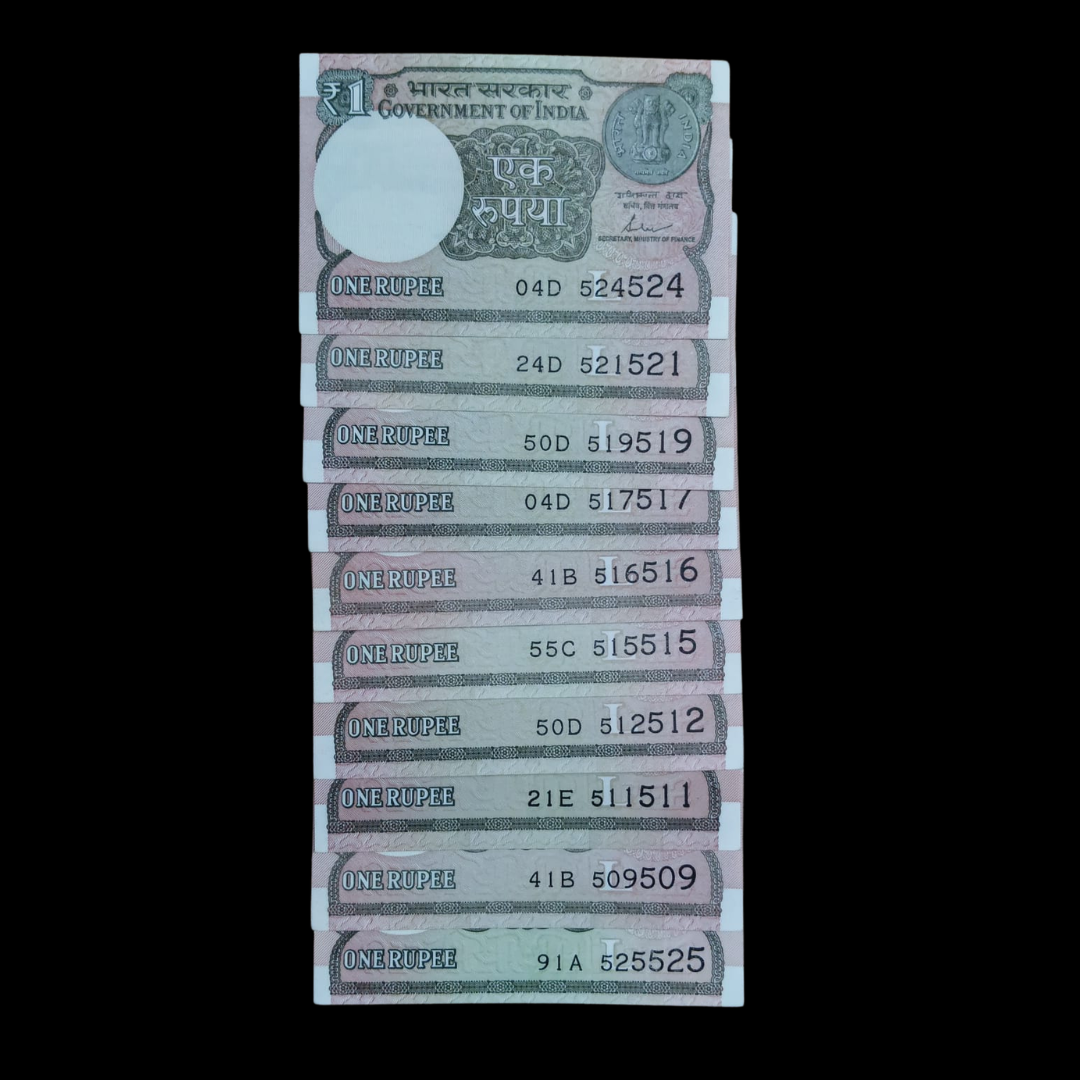 Rs 1 Set of 10 Notes Doubling Number Old Notes Rare Item