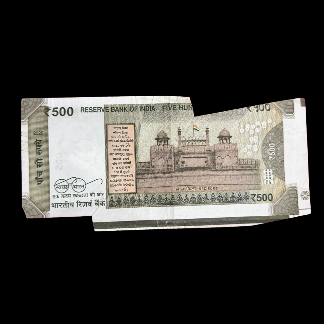 Rs 500 Error & Misprint Note Extra Paper Rare Collectible