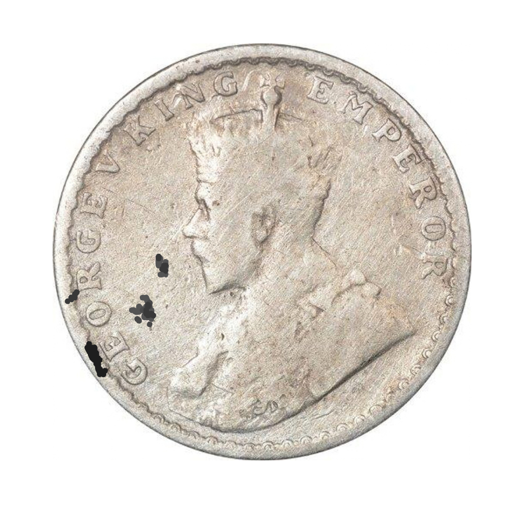 Quarter Rupee 1/4 Silver Coin 1913 George V King Emperor Rare