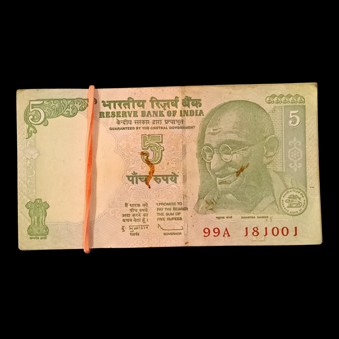 Rs 5 Packet Birthday Anniversary 100 Notes Serial 181001 Rare