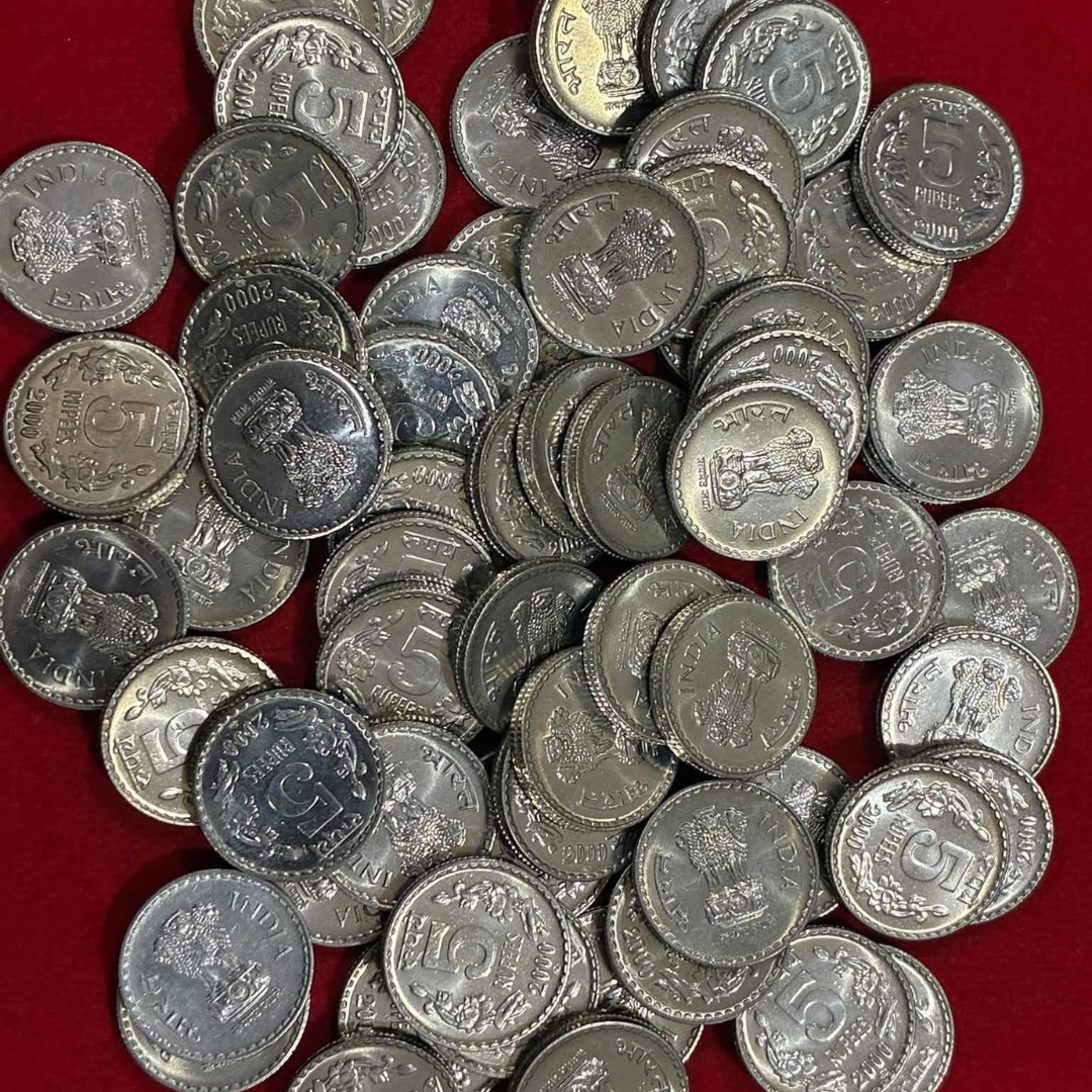 Rs 5 Coin Cu-Ni Mix Mint Good Condition 100 PCS Lot Rare Item