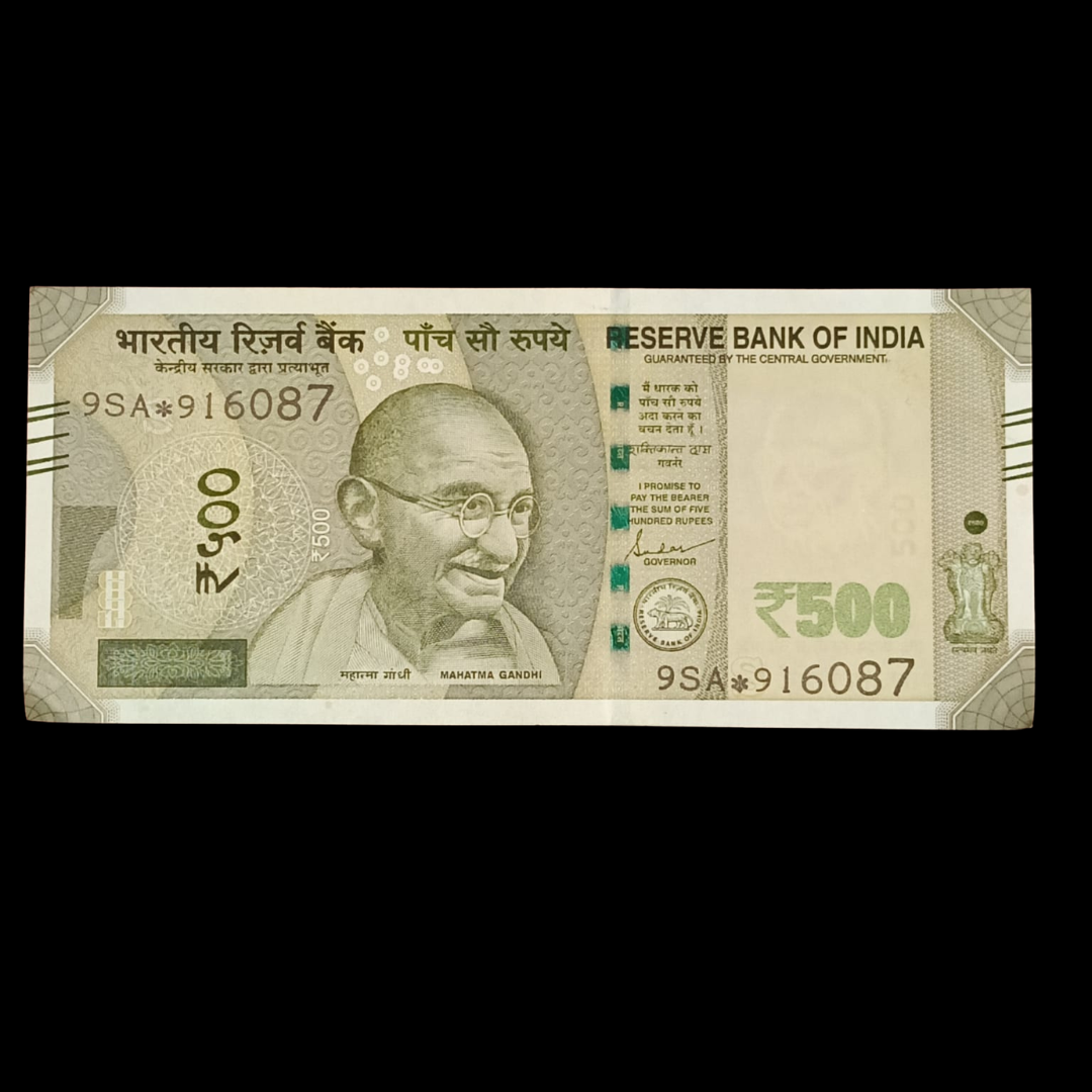 Rs 500 Star Note Serial 916087 Hallmark reverse 786 Number Rare