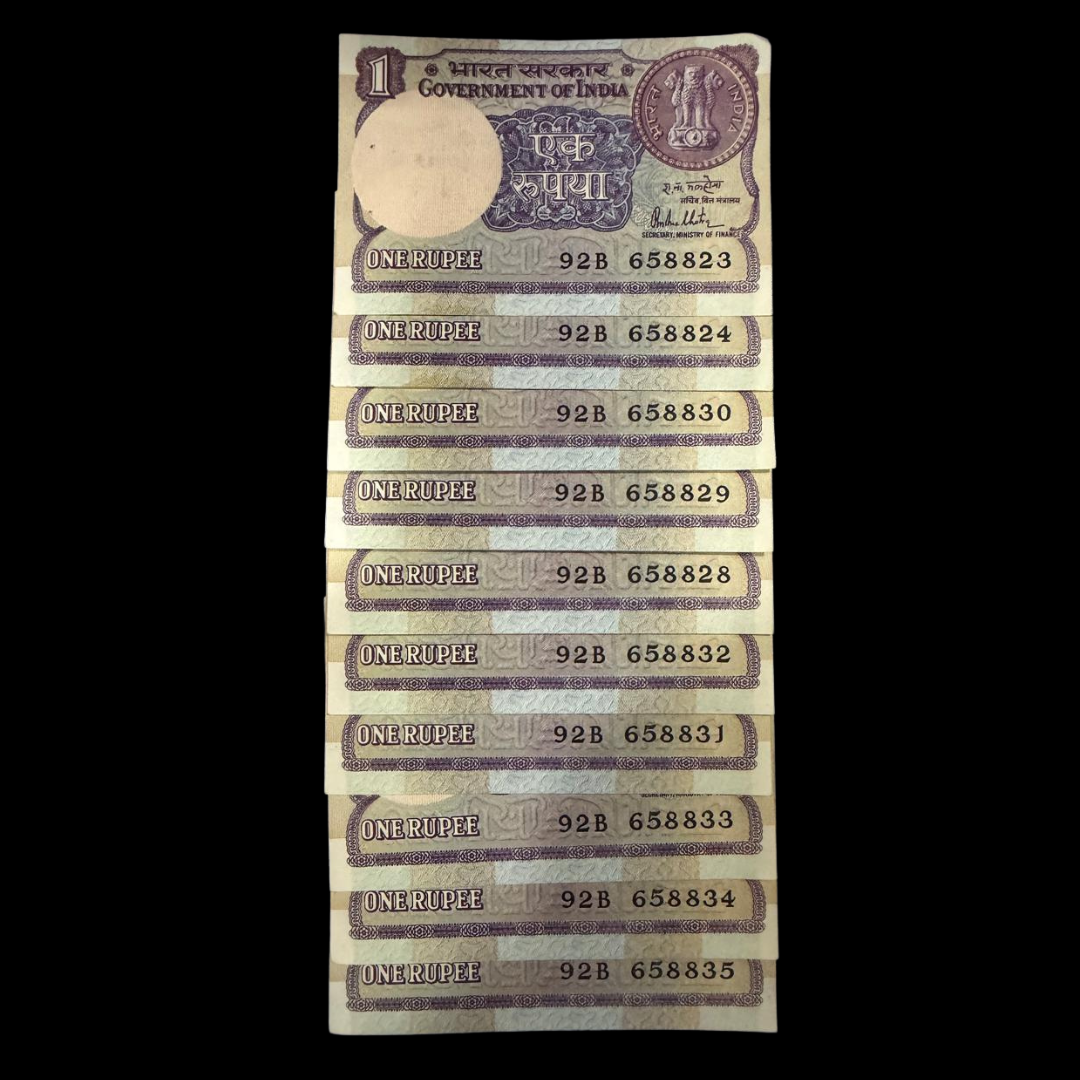 Rs 1 Old Note Big Coin Set of 10 Governor R N Malhotra Set