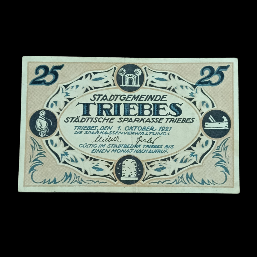 25 Pfennig Note Local Banknotes Notgeld Triebes, Germany, 1921