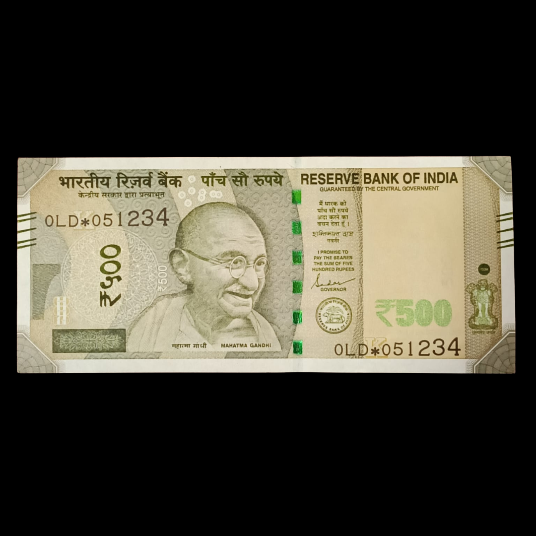 Rs 500 Star Note Serial 051234 Jumbled Straight Ladder Number