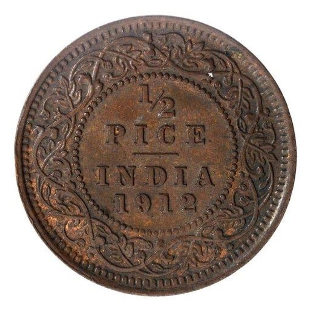 British India 1/2 Pice George V king Empire V 1912 Coin rare - Collection Bazzar