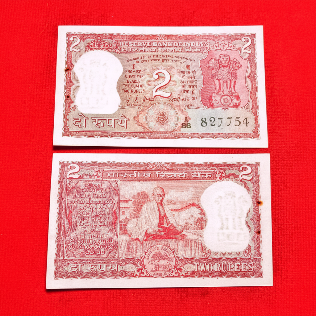Buy Rs 2 back side gandhi reading books 827754 L K JHA Sign - Collection Bazzar