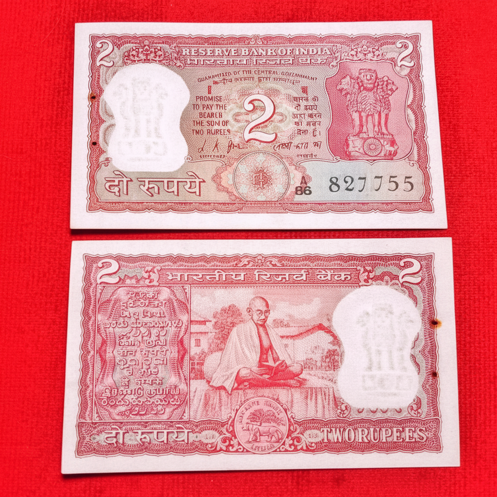 Buy Rs 2 back side gandhi reading books 827755 L K JHA Sign - Collection Bazzar