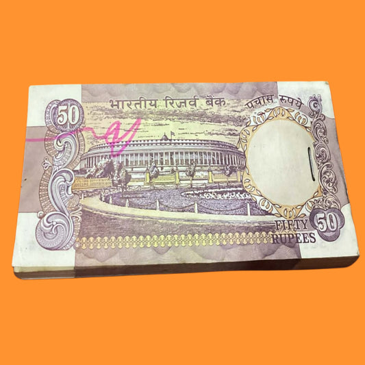 Buy Rs 50 Parliament issue serial packet 5CT 373801 RN Malhotra sign - Collection Bazzar