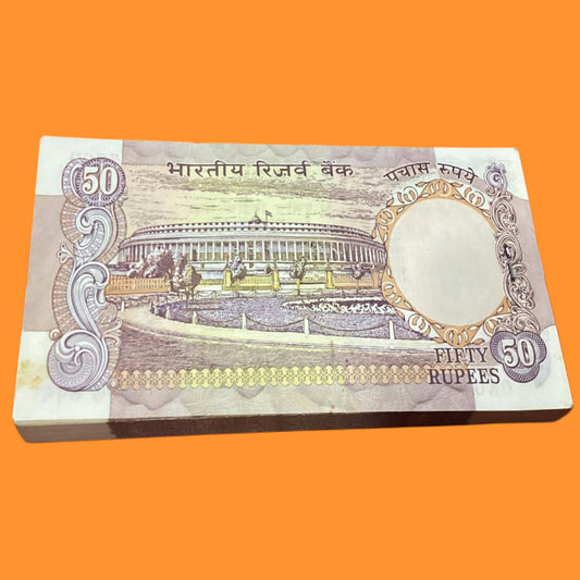 Buy Rs 50 Parliament issue serial packet 0KU 945501 C Rangrajan sign - Collection Bazzar