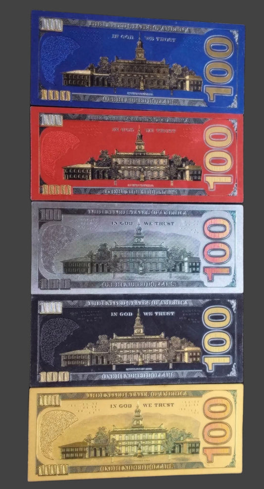 Children Learning Toy Money | 100 Dollar Color Notes 5 pis set - Collection Bazzar
