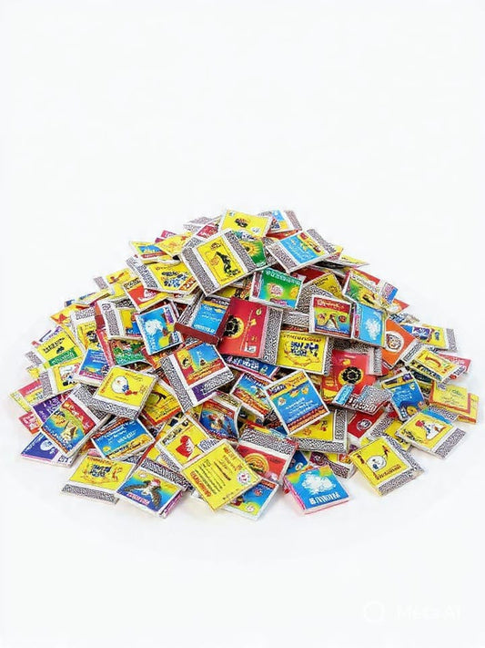 Colorful Vintage Matchbox Labels Bulk Pack – 100 Assorted Designs - Collection Bazzar