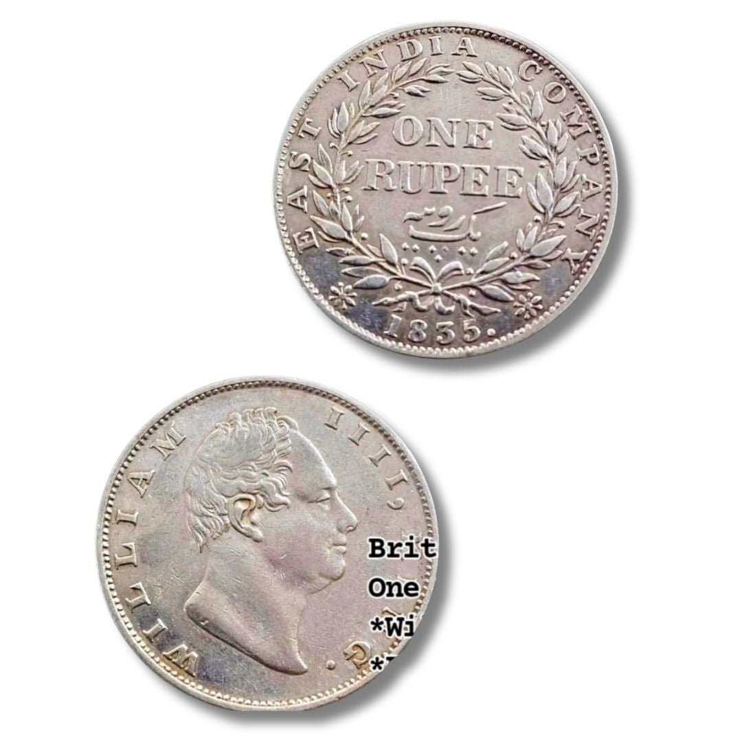 1835 One Rupee Silver Coin – William IV King F Incuse | Buy British India Coin Online