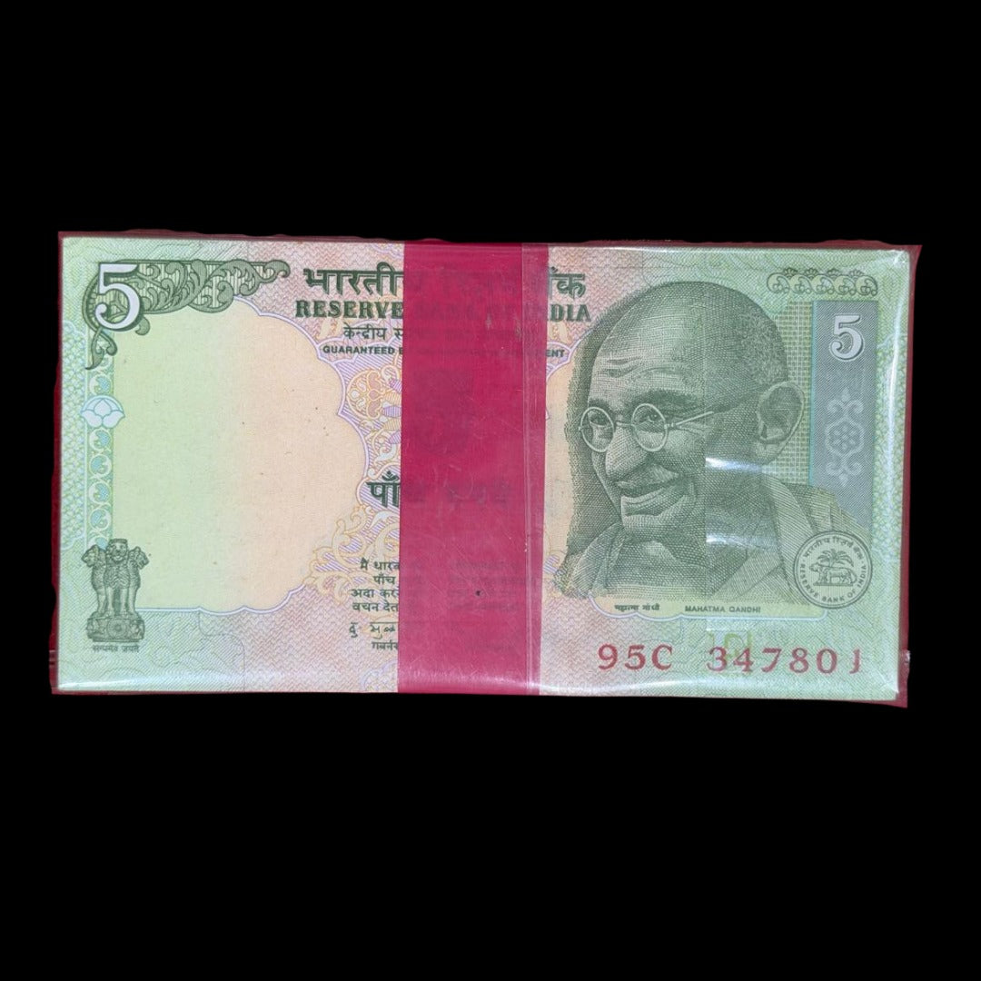 Rs 5 tractor Gandhi 100 note sirial note 347801 name D Subbarao rare