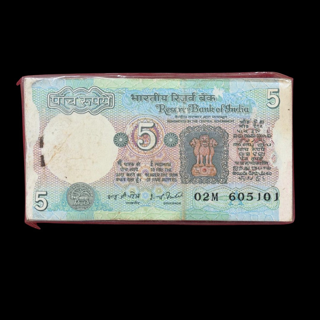 Rs 5 tractor 100 note sirial note 605101 governor name IG patel rare