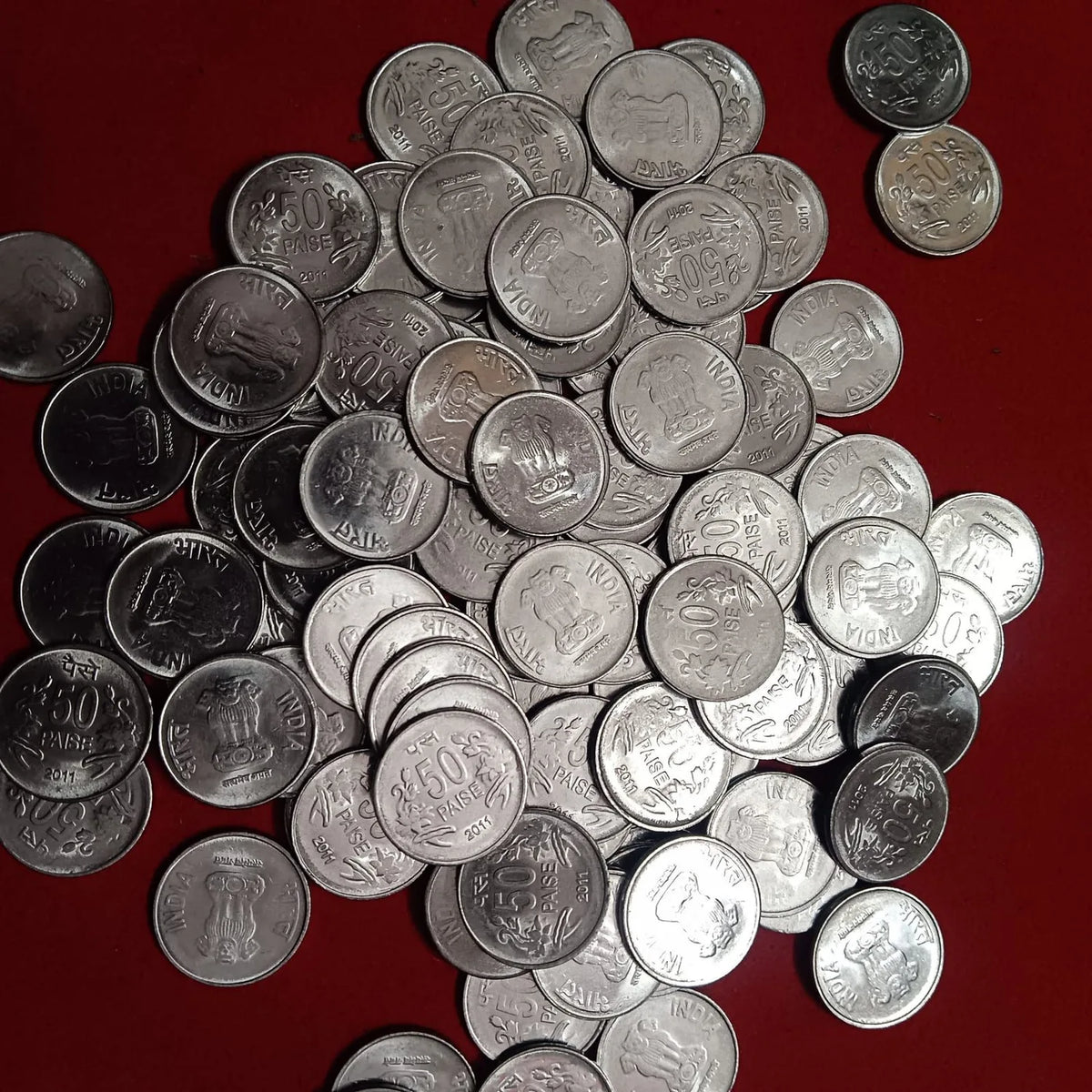 50 Paise Floral Design Mix Year Mix Mint Given 100 PCS