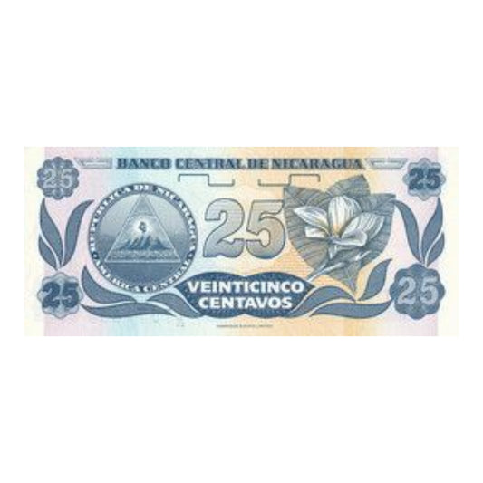Nicaragua 25 Centavos de Córdoba Banknote - Collection Bazzar