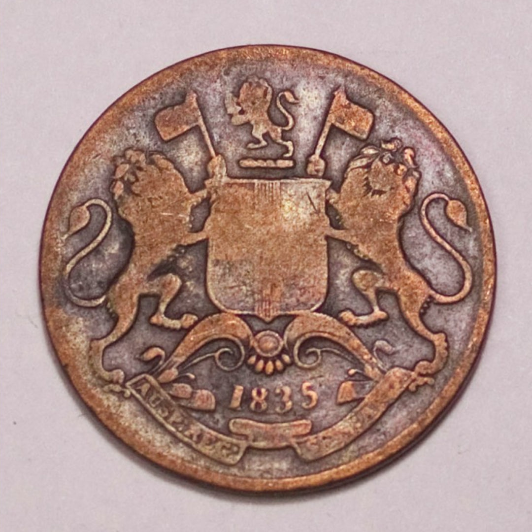 One Quarter Anna 1835 Coin East India Company Copper Coin - Collection Bazzar