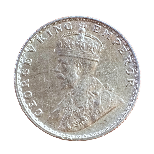 Quarter Rupee 1/4 Silver Coin 1914 George V King Emperor Rare - Collection Bazzar