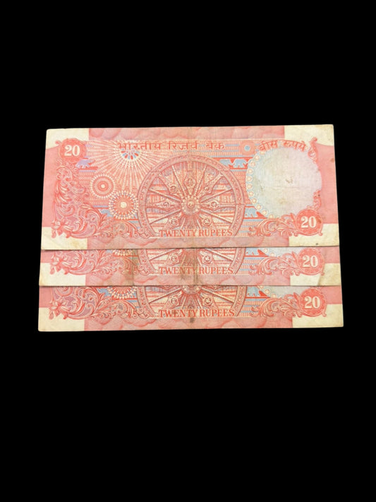 Rare 20 RBI Note K R Puri 3 note Governor Old Currency Set - Collection Bazzar