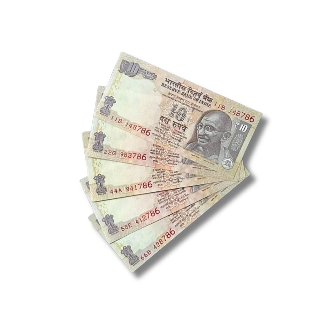 Rare Telescopic Super Prefix Notes – 786 Ending | 5 Pcs | Gem UNC | ₹1250