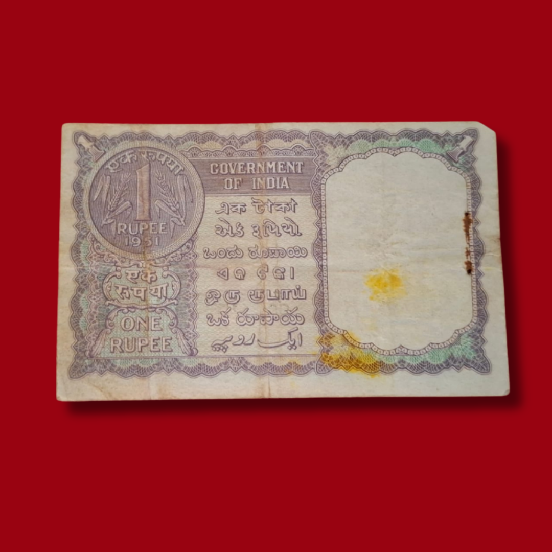 Rs 1 Big Coin 1951 Note 846800 Gov. HM Patel Rare - Collection Bazzar