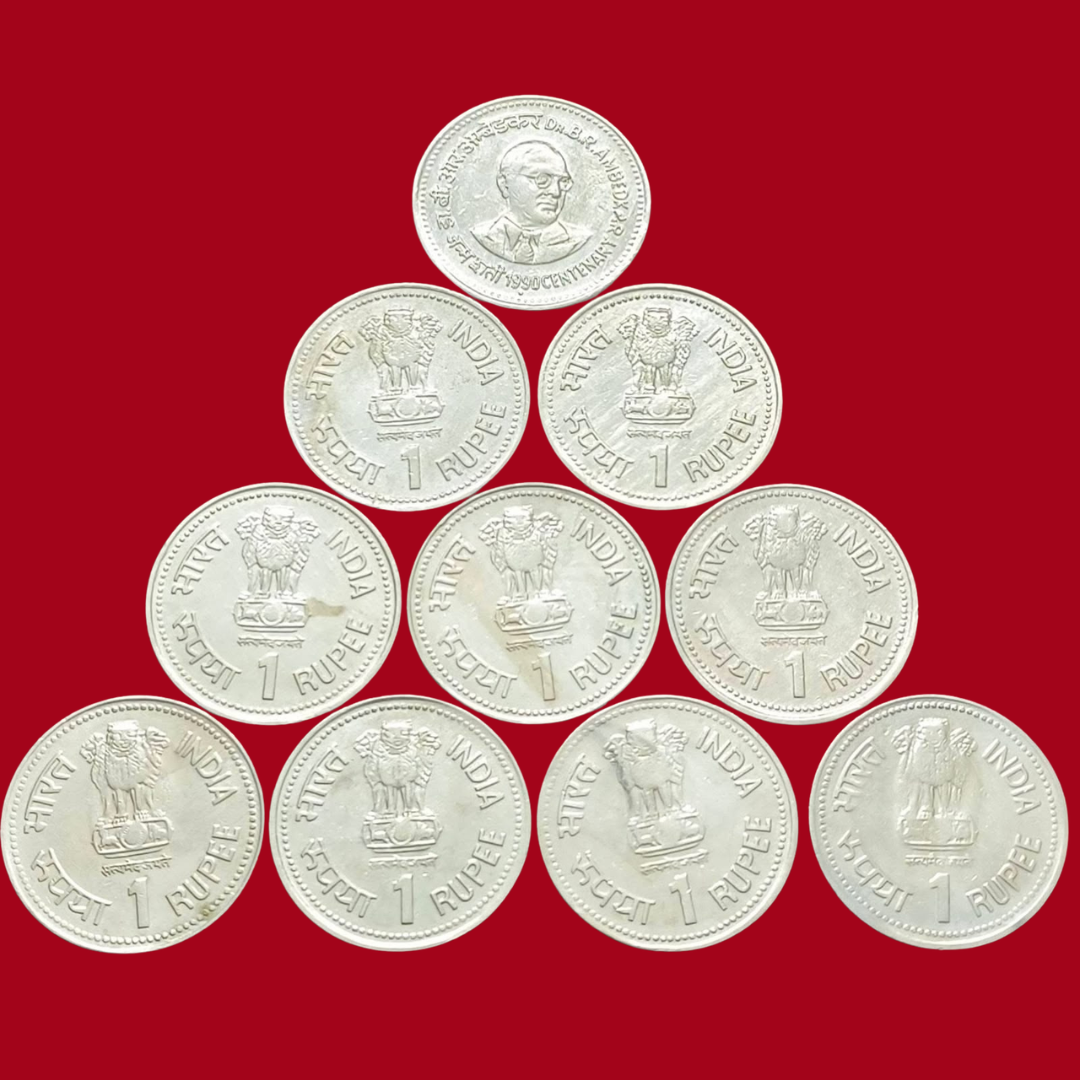 Rs 1 Coin Dr B Rao Ambedkar 10 Coins Lot Rare Item - Collection Bazzar