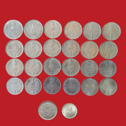Rs 1 Commemorative coins set of 26 coins issued from 1964-2010 - Collection Bazzar